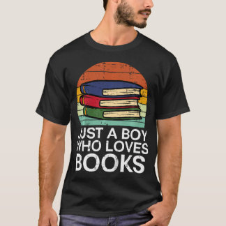 Kids Just A Boy Who Loves Books Read Reading Libra Tシャツ