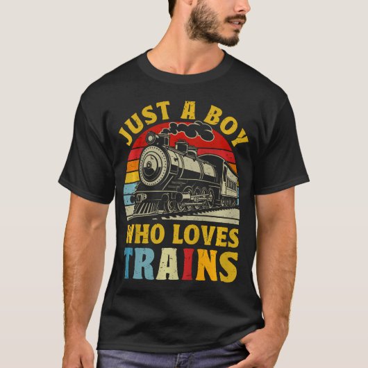 Kids Just A Boy Who Loves Trains Kids s Costume T Tシャツ (正面)
