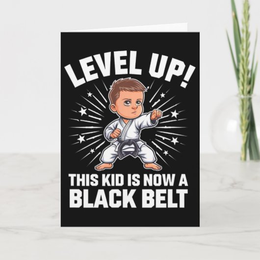 Kids Karate Uniform Black Belt Award T Shirt Desig カード (正面)