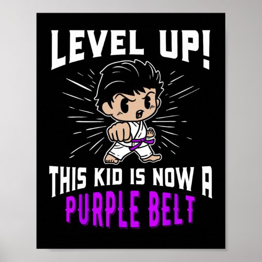 Kids Karate Uniform Purple Belt Award T Shirt Gift ポスター (正面)