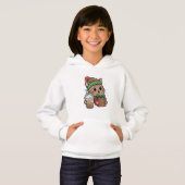 Kids' Kawaii Christmas Cat & Iced Latte Pullover (正面フル)