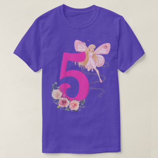 Kids Kids Fairy Birthday Party 5 years Theme Roses Tシャツ (デザイン正面)