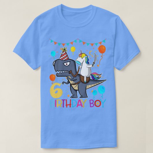 Kids Kids Unicorn Riding Dinosaur  6 Years Old Bir Tシャツ (デザイン正面)