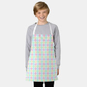 Kids' Kitchen Apron: Colorful Pastel Polka Dots エプロン (着用した状態)