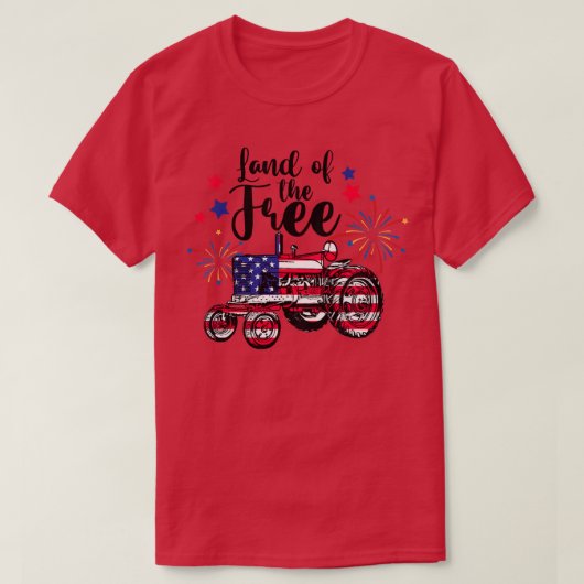 Kids Land Of Free Cute Tractor Farmer Farm 4th Of  Tシャツ (デザイン正面)
