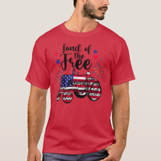 Kids Land Of Free Cute Tractor Farmer Farm 4th Of  Tシャツ