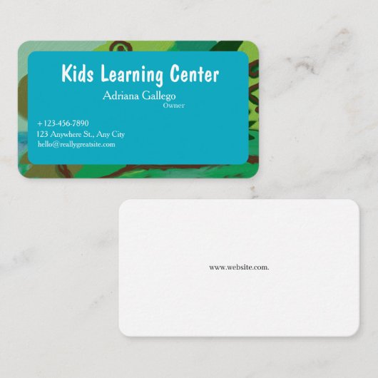 kids leaning center  Business card (editable) 名刺 (正面/裏面)