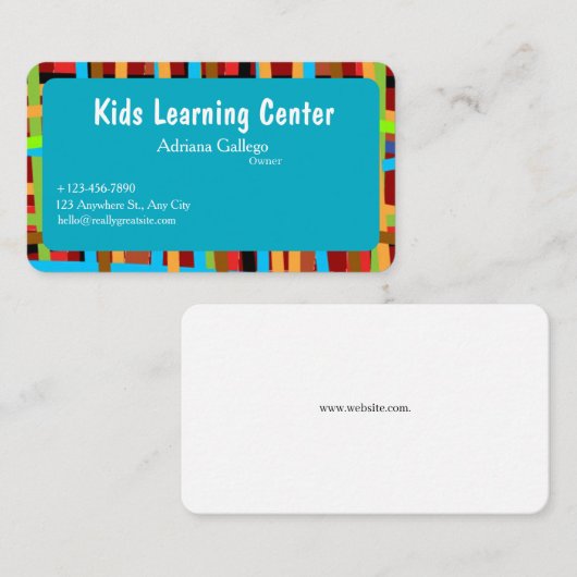 kids leaning center  Business card (editable) 名刺 (正面/裏面)