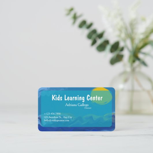 kids leaning center  Business card (editable) 名刺 (スタンド正面)
