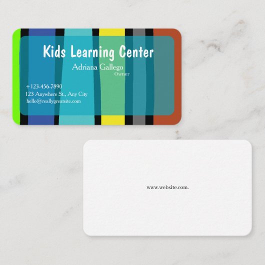 kids leaning center  Business card (editable) 名刺 (正面/裏面)