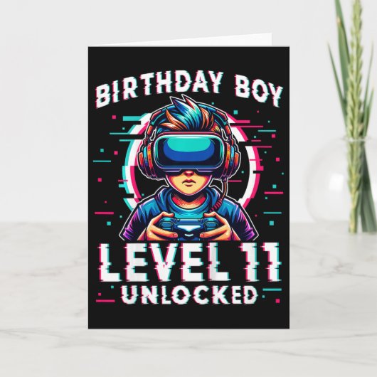 Kids Level 11 Unlocked 11 Years Old Birthday Gamer カード (正面)