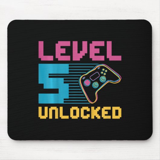 Kids Level 5 Unlocked Gaming Birthday  マウスパッド (正面)