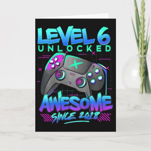 Kids Level 6 Unlocked 6 Years Old Boy Birthday Gif カード (正面)