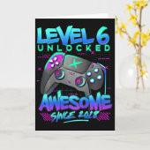 Kids Level 6 Unlocked 6 Years Old Boy Birthday Gif カード (黄色い花)