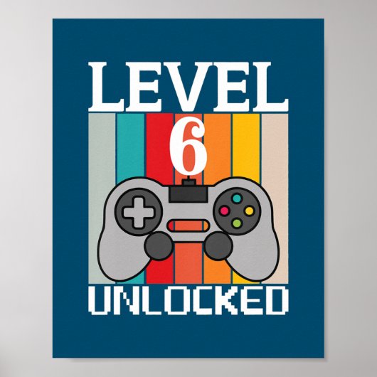 Kids Level 6 Unlocked Video Game 6th Birthday ポスター (正面)