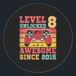 Kids Level 8 Unlocked Vintage Video Game 8th Birth ラウンドシール<br><div class="desc">Kids Level 8 Unlocked Vintage Video Game 8th Birthday Gamer</div>