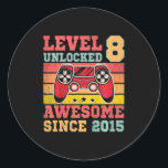 Kids Level 8 Unlocked Vintage Video Game 8th Birth ラウンドシール<br><div class="desc">Kids Level 8 Unlocked Vintage Video Game 8th Birthday Gamer</div>