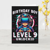 Kids Level 9 Unlocked 9 Years Old Birthday Gamer F カード (黄色い花)