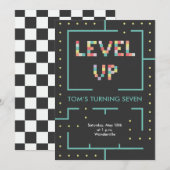 Kids level up birthday invitation card  招待状 (正面/裏面)