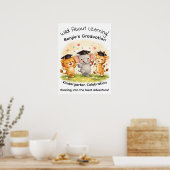 Kids Lion Elephant Giraffe Graduation Party  ポスター (キッチン)