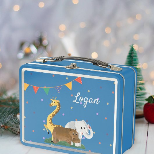 kids lunch boxes safari animals メタルランチボックス