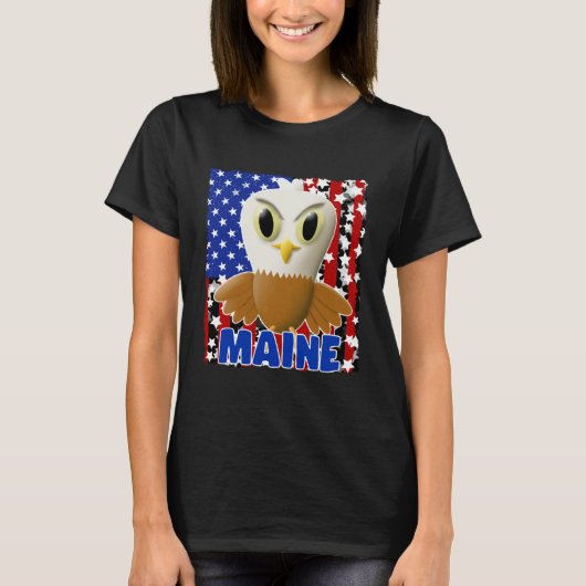 Kids Maine Bald Eagle  Proud American Flag Boys Gi Tシャツ (正面)