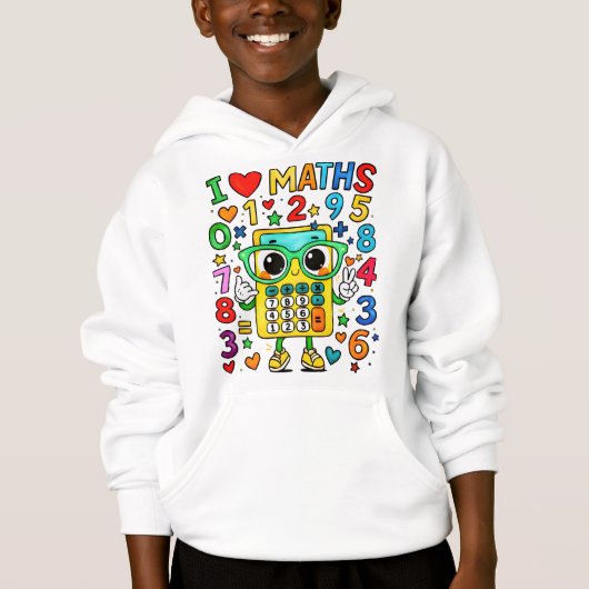 Kids Maths Numbers Hoodie | I Love Maths (正面)