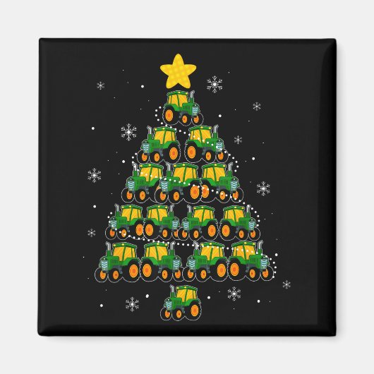 Kids Men Women Tractor Christmas Tree Farmer Xmas マグネット (正面)