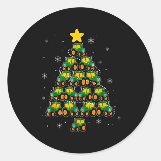 Kids Men Women Tractor Christmas Tree Farmer Xmas ラウンドシール (正面)