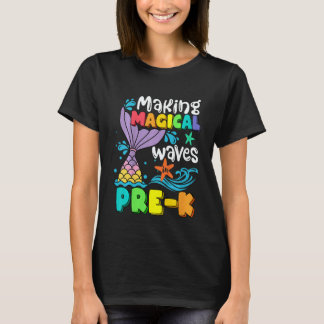 Kids Mermaid Making Magical Waves In Pre K Back To Tシャツ