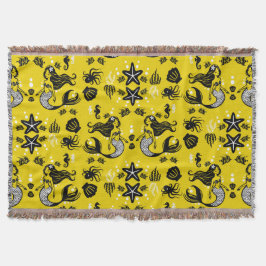 Kids Mermaid Yellow Beach スローブランケット