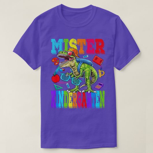 Kids Mister Kindergarten Dude Monster Truck Dinosa Tシャツ (デザイン正面)