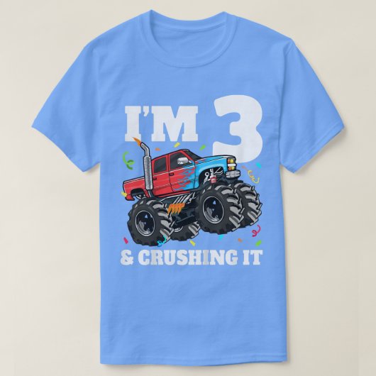 Kids Monster Truck 3rd Birthday Boy 3 Three Year O Tシャツ (デザイン正面)