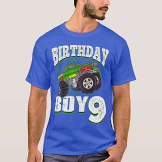 Kids Monster Truck Birthday Boy Is 9 Kids 9th Birt Tシャツ