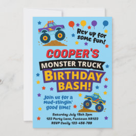 Kids Monster Truck Birthday Party Invitation 招待状