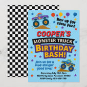 Kids Monster Truck Birthday Party Invitation 招待状 (正面/裏面)