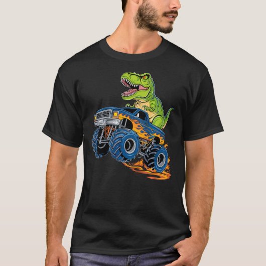 Kids Monster Truck Dinosaur Tシャツ (正面)