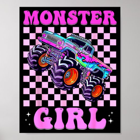 Kids Monster Truck Girl Nk Monster Trucks Lover Mo ポスター (正面)