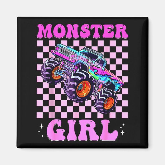 Kids Monster Truck Girl Nk Monster Trucks Lover Mo マグネット (正面)