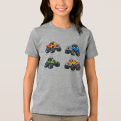 Kids Monster Truck T-Shirt with Custom Name トライブレンドＴシャツ (正面)