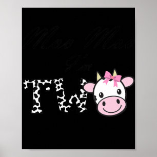 Kids Moo Moo I'm Two Birthday Tee 2 Year Old Girl ポスター