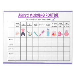 Kids Morning Routine Checklist with Cute Icons ノートパッド