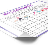 Kids Morning Routine Checklist with Cute Icons フォトプリント (角)