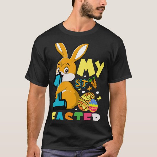 Kids My 1st Easter Bunny Christian Easter Day Tシャツ (正面)