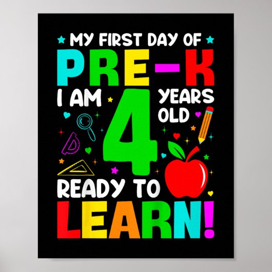 Kids My First Day Of Pre-K 4 Years First Day O ポスター (正面)