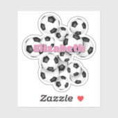 kids name black white soccer balls シール (シート)