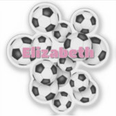 kids name black white soccer balls シール (正面)