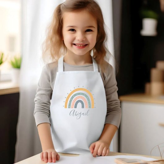 Kids Name Boho Pastel Earth Tones 子供用エプロン