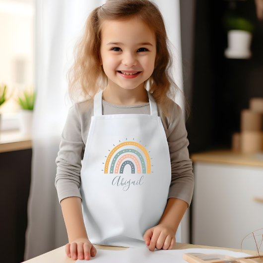 Kids Name Boho Pastel Earth Tones 子供用エプロン