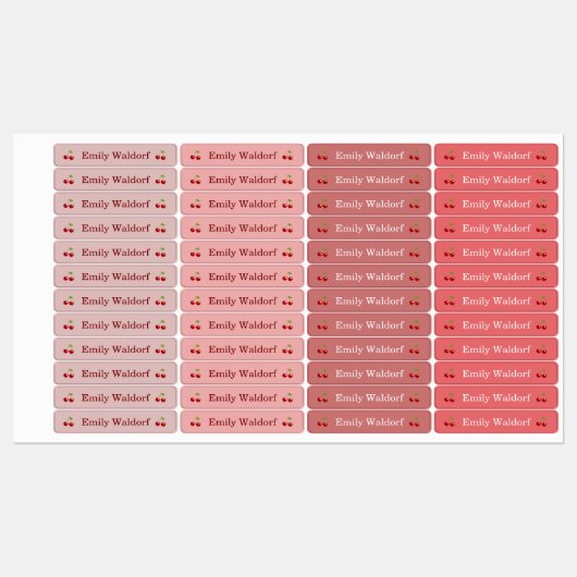Kids' Name Clothing School Labels with Cherry ラベル (シート)